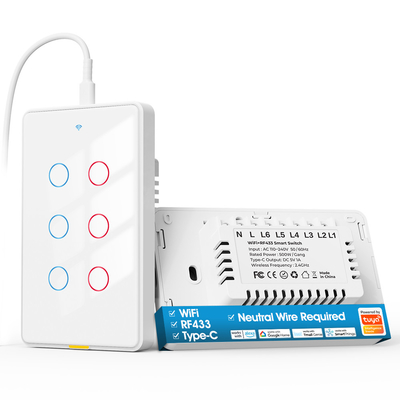 Tuya Wifi anahtarı Tipi C Zamanlama Ses Uygulama Alexa Google Ev Akıllı Ev Kablosuz WiFi RF433 ABD Duvar Dokunma Değiştiricisi