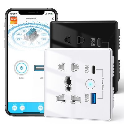 İyi bir fiyat. Wifi Duvar Evrensel Soket Tipi C + USB Hızlı Şarj ABD AB İngiltere Plug APP Uzaktan Kumanda Tuya Akıllı Ev Otomasyon çevrimiçi