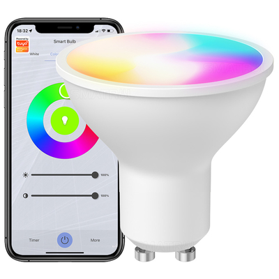 İyi bir fiyat. Akıllı ampul RGBCW 5W Hafifletilebilir lambalar Uzaktan kumanda Alexa ile çalışmak Google Home Tuya GU10 WiFi Akıllı Işık LED ampuller çevrimiçi